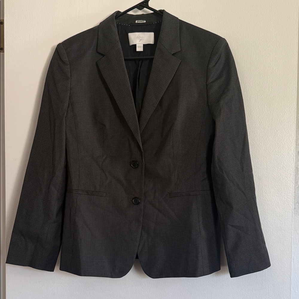 Boss Women's Charcoal Micro-Check Two-Button Blazer